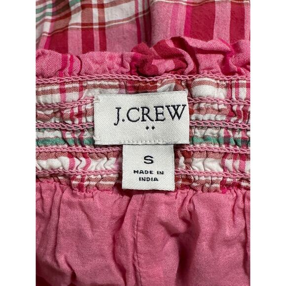 J Crew Skirt Womens Small Pink Plaid Ruffle Mini 100% Cotton Preppy Academia - Picture 3 of 8